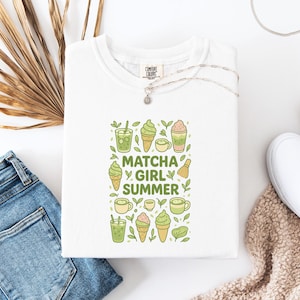Matcha Girl Summer T-shirt, Green Tea Lover Tee, Japanese Inspired Top, Trendy Graphic Shirt, Cute Summer Apparel