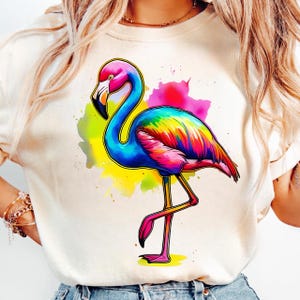 Summer Flamingo PNG, Girls Summer Designs, Floral Flamingo Clipart PNG, Commercial UseSummer Sublimation File