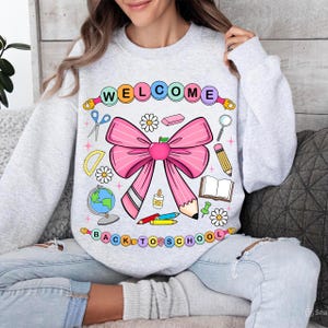 Welcome Back To School Coquette Bow Bracelet Png,  Preppy Back To School Png, First Day Of School, Coquette Teacher , Hello School