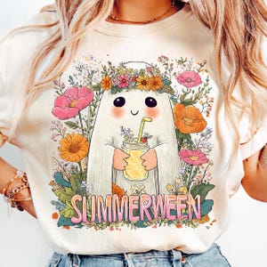 Ghost Summer Halloween png, Funny summer Halloween Png,Vintage Summer png, Halloween cocktail summer png, summer Shirt png, Retro