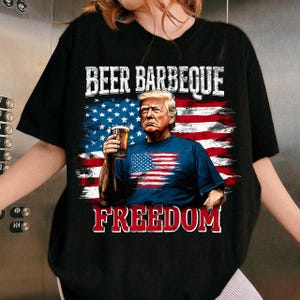 President Trump 4th of July PNG, Beer Barbeque Freedom PNG Digital Download, Trump American Flag Summer PNG, Beer Barbeque Trump Design Png