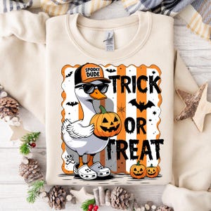 Halloween Goose Trick or Treat PNG,  Halloween Silly Goose, Boy Halloween Goose PNG, Halloween Boy png, Kids Halloween, Pumpkin png