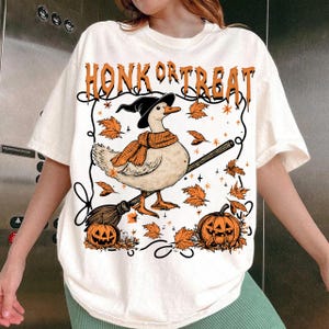 Honk or Treat Halloween Goose PNG, Cute Goose Witchy Halloween Png Design, Fall Shirt Png, Spooky Goose png,Retro Halloween Sublimation Png