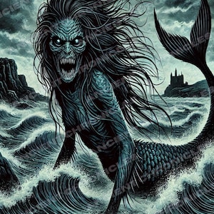 Dark vs Light Mermaid Wallpaper Duo – Horror Sirene & Keltische Schönheit (2 JPGs)