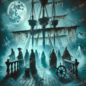 Ghost Ship Phone Wallpapers – Haunted Ocean Aesthetic, Spooky Digital Backgrounds, Gothic Lock Screen Set (3 JPGs)