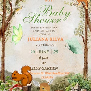 Baby Shower Karte Digitaler Download | Dschungelthema | Druckbar |