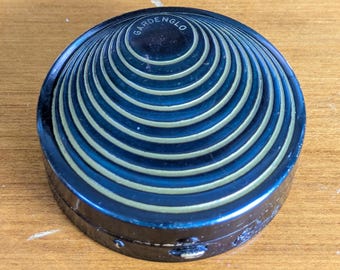 1920s Art Deco Makeup Compact — Palmer Gardenglo | Painted Brass, Mirror & Puffs, Patented 1924