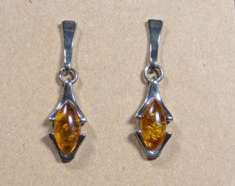 925 vintage amber drop earrings