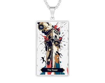 The Tower Tarot Figurative Portrait Necklace