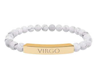 Virgo Zodiac Natural Stone Stretch Bar Bracelet