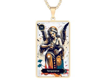 Temperance Tarot Figurative Portrait Necklace