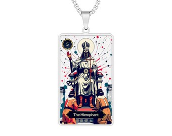 The Hierophant Tarot Figurative Portrait Necklace