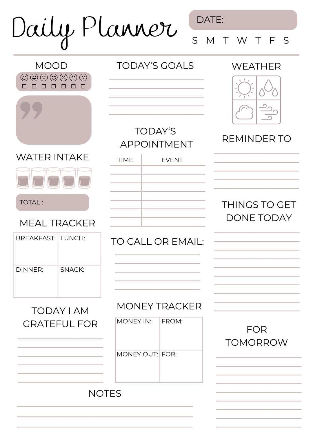 Printable Daily Planner - Organize Your Day in Style - Etsy