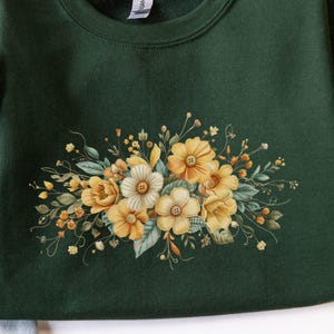 パッチワーク花柄スウェットシャツ、キルティングフラワーグラフィック、コンフォートカラーズスタイル、快適なプルオーバー