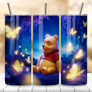 Winnie the Pooh Tumbler Wrap PNG | 20oz Skinny Honey Bear Sublimation Wrap | Digital Download | Cute Classic Character Tumbler Design