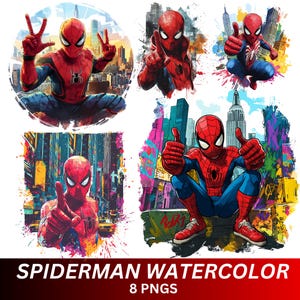 Spiderman Watercolor PNG Bundle | High-Resolution Digital Download | Superhero Sublimation PNGs | Instant Spider-Man Clipart | Sticker PNG