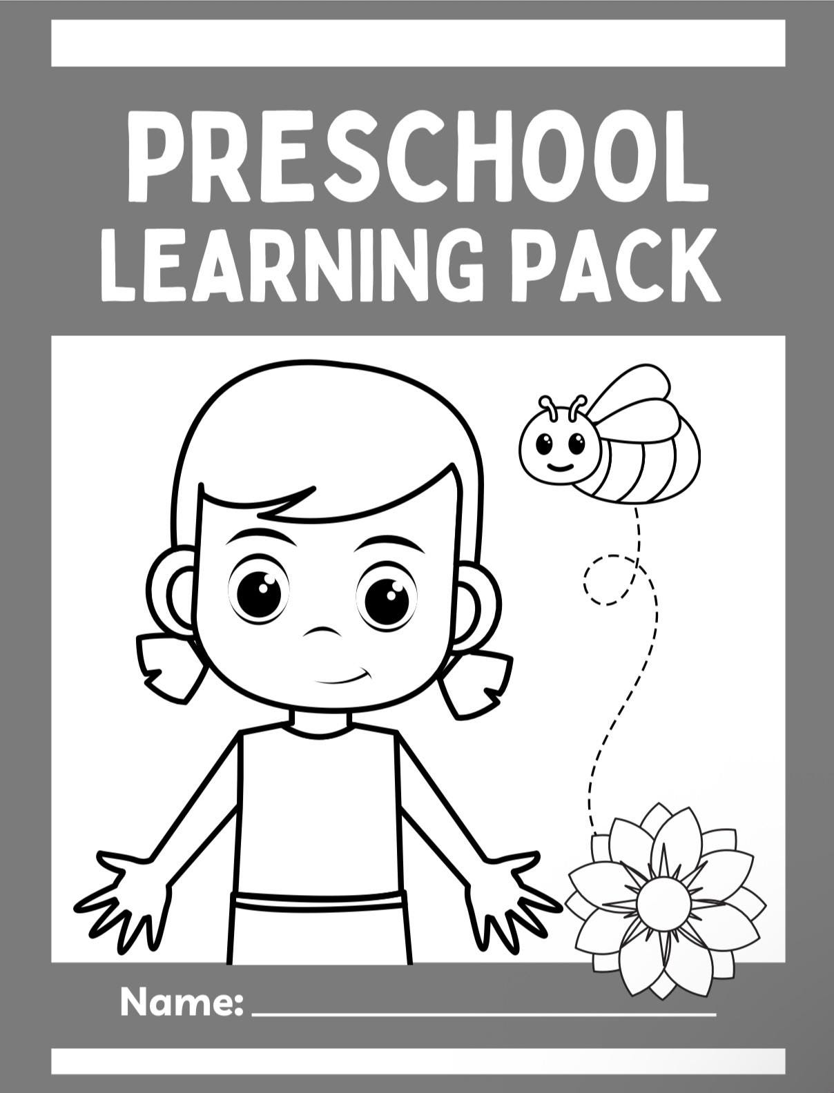 Back to School Preschool Learning Pack Worksheets in Grayscale ...