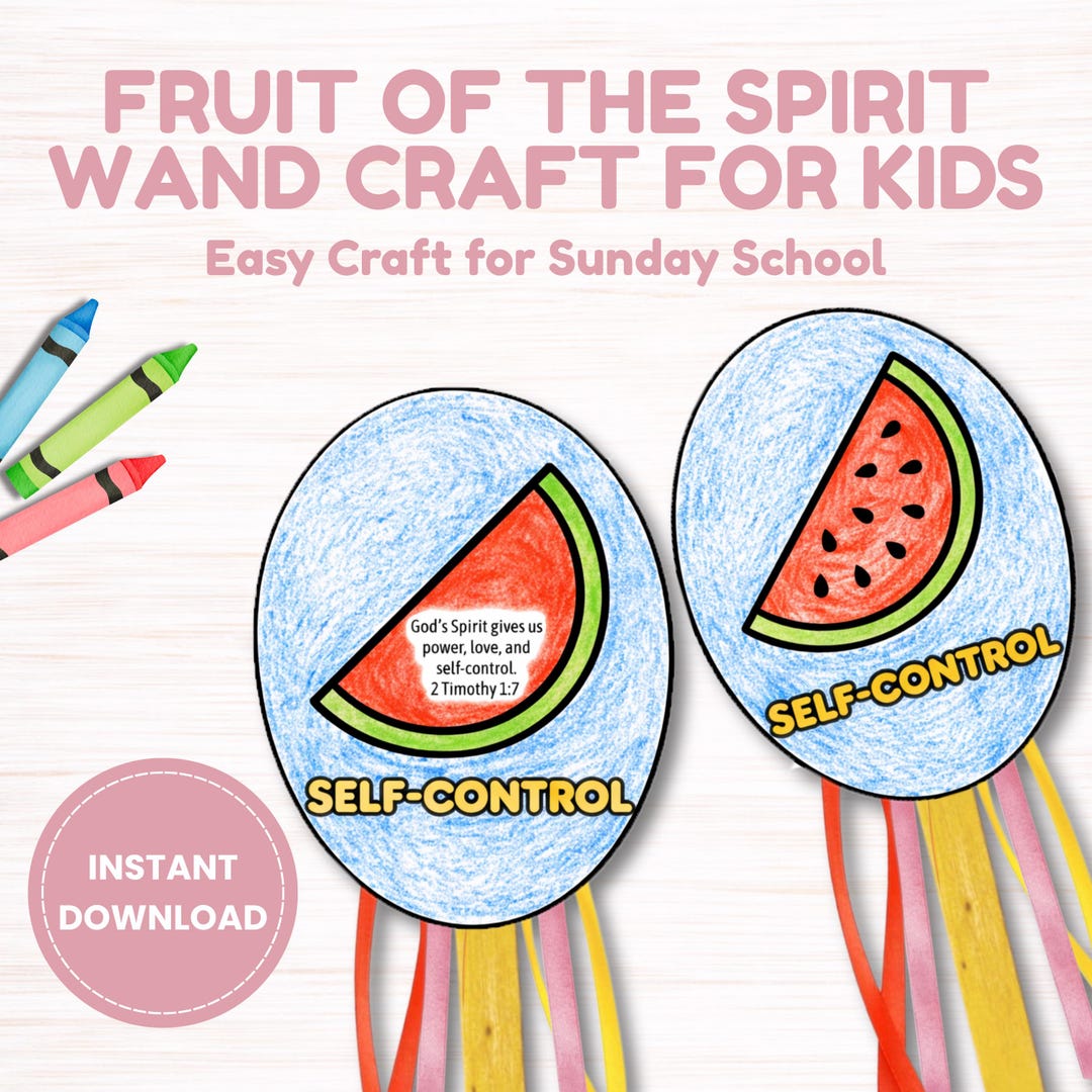 Fruit of the Spirit SELF-CONTROL Wand Craft, Printable Bible Activity ...