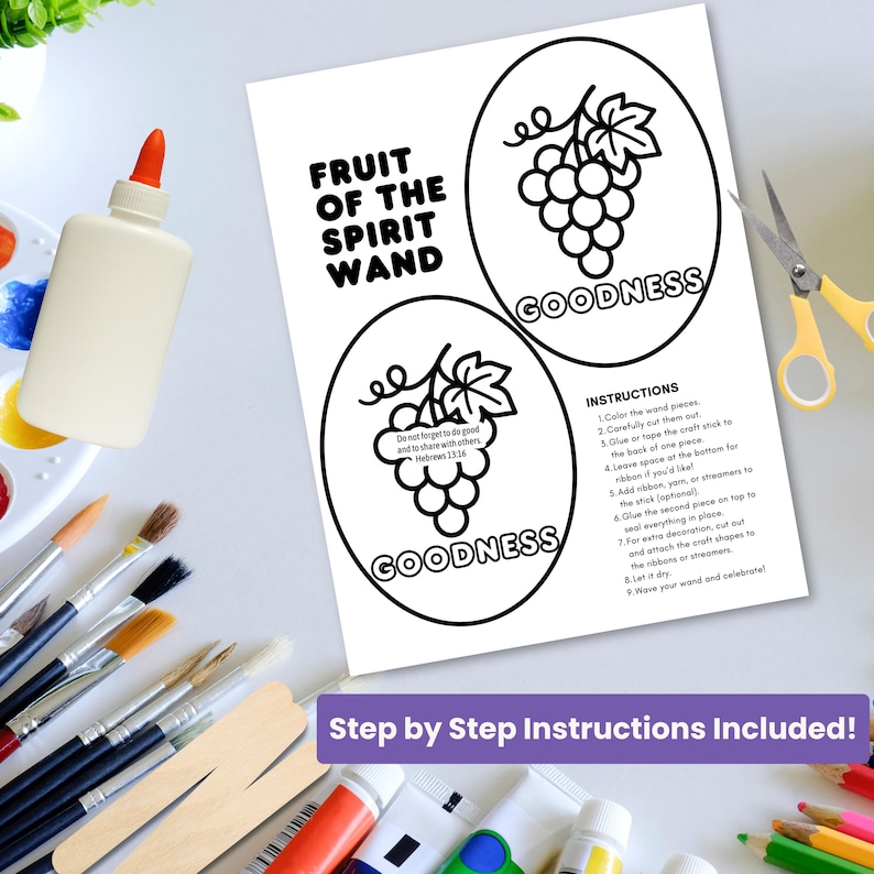 Fruit of the Spirit GOODNESS Wand Craft, Printable Bible Activity for ...
