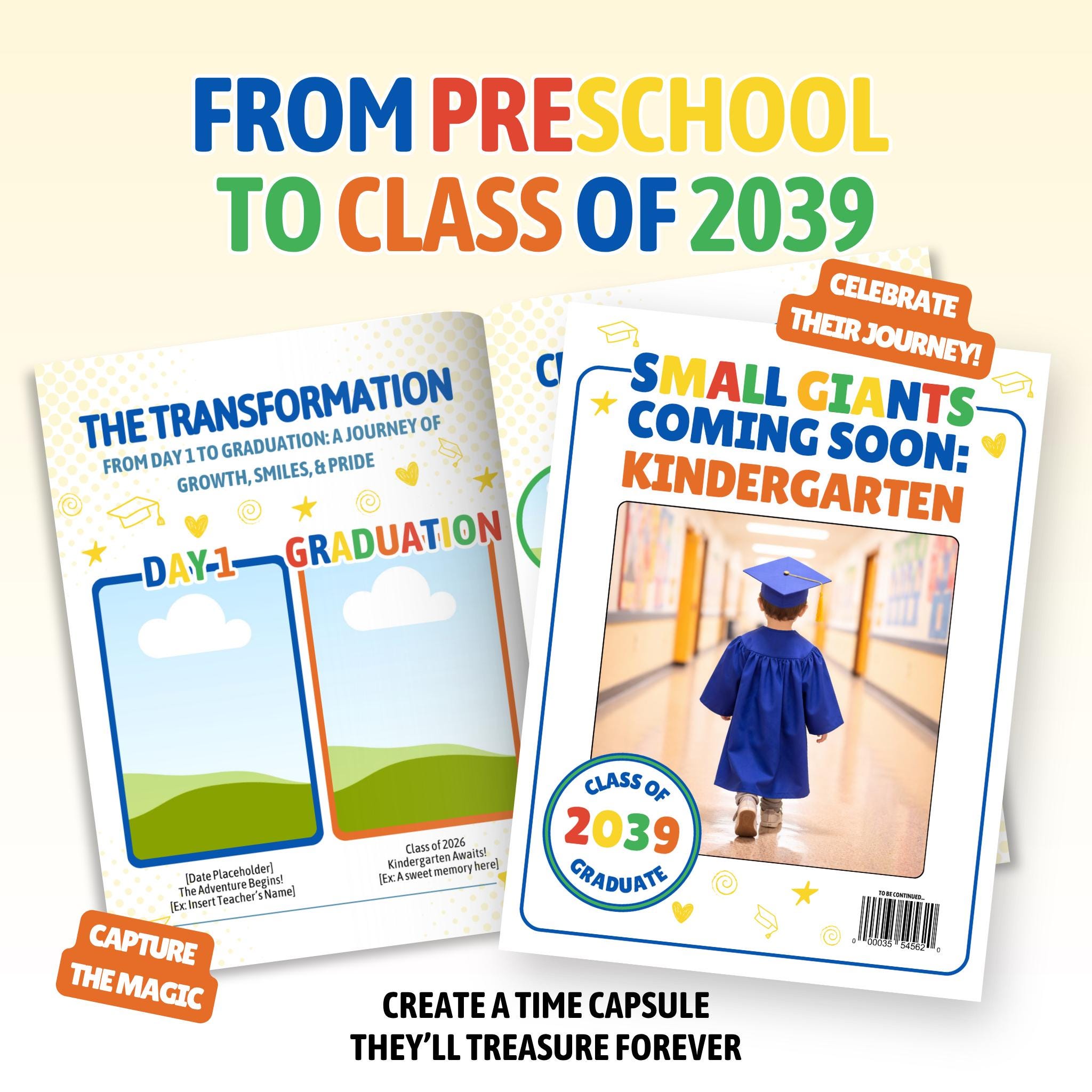 Preschool Graduation Magazine Template, Editable in Canva, Kindergarten ...