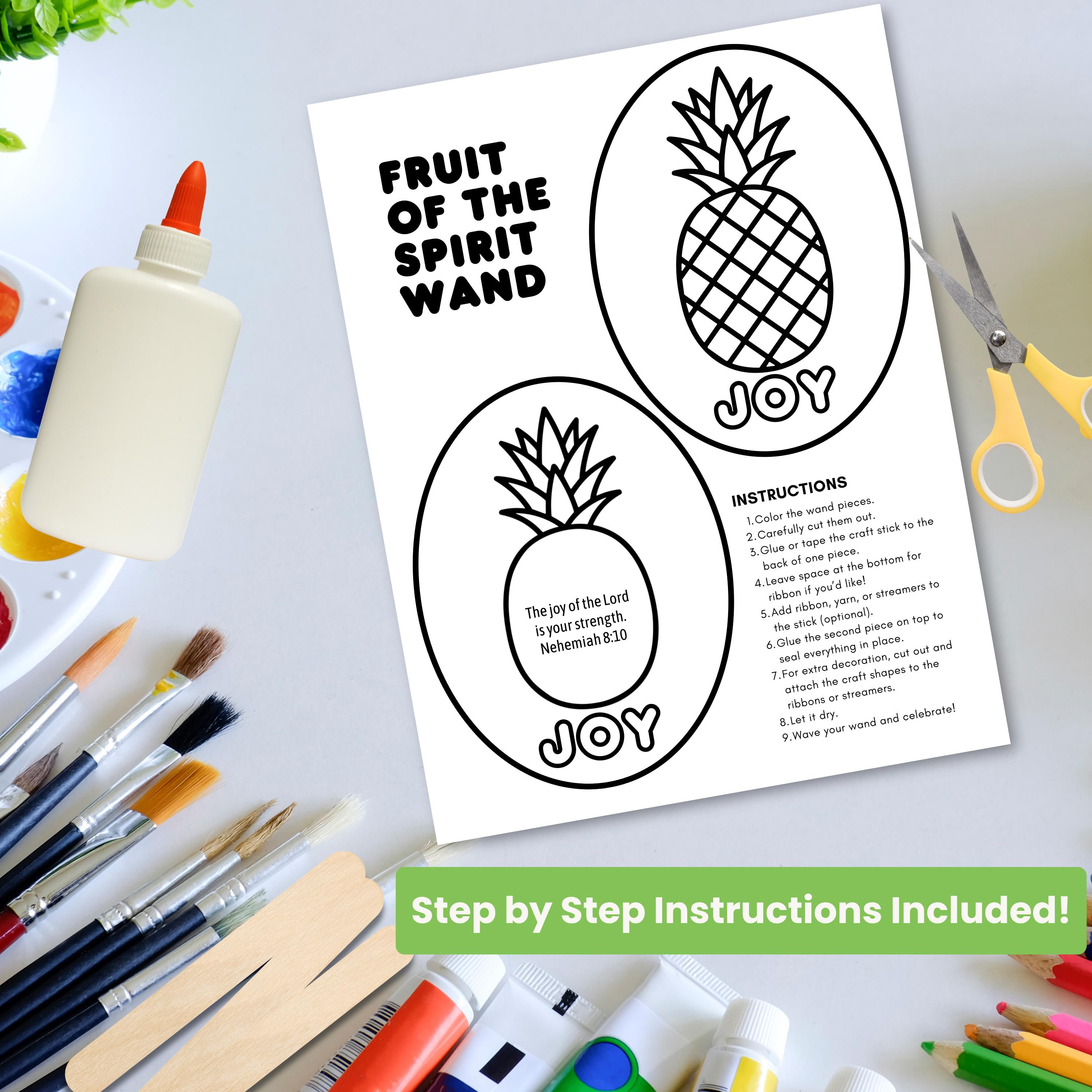 Fruit of the Spirit JOY Wand Craft, Printable Bible Activity for Kids ...