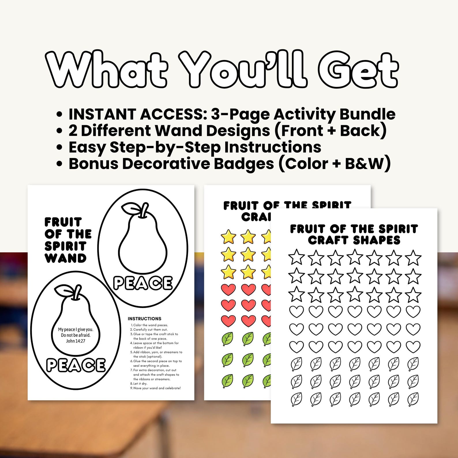 Fruit of the Spirit PEACE Wand Craft, Printable Bible Activity for Kids ...