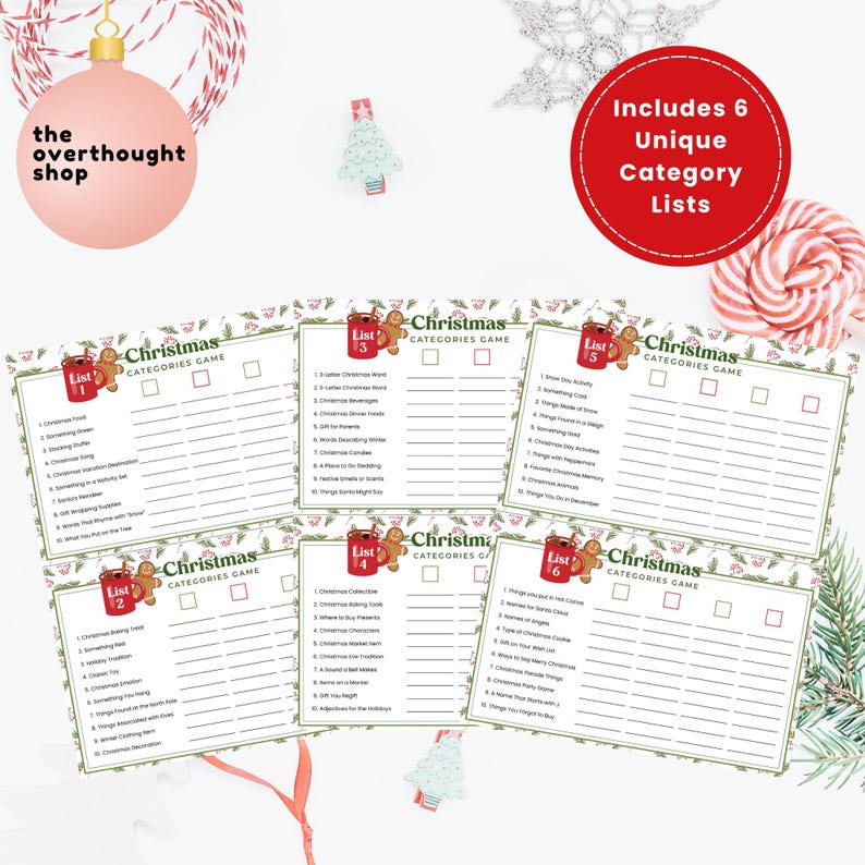 Christmas Categories Game – Printable Christmas Scattergories, Holiday ...