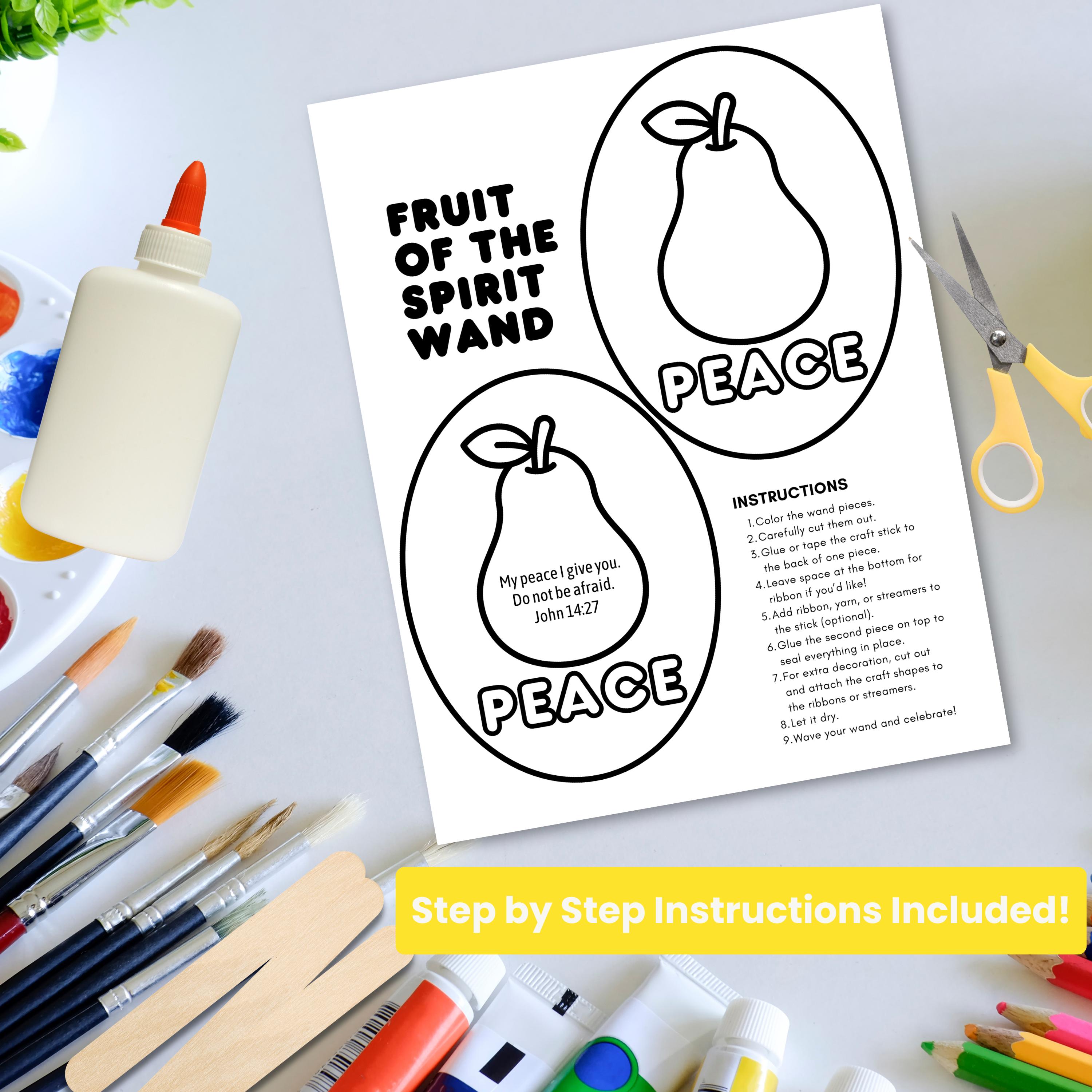 Fruit of the Spirit PEACE Wand Craft, Printable Bible Activity for Kids ...