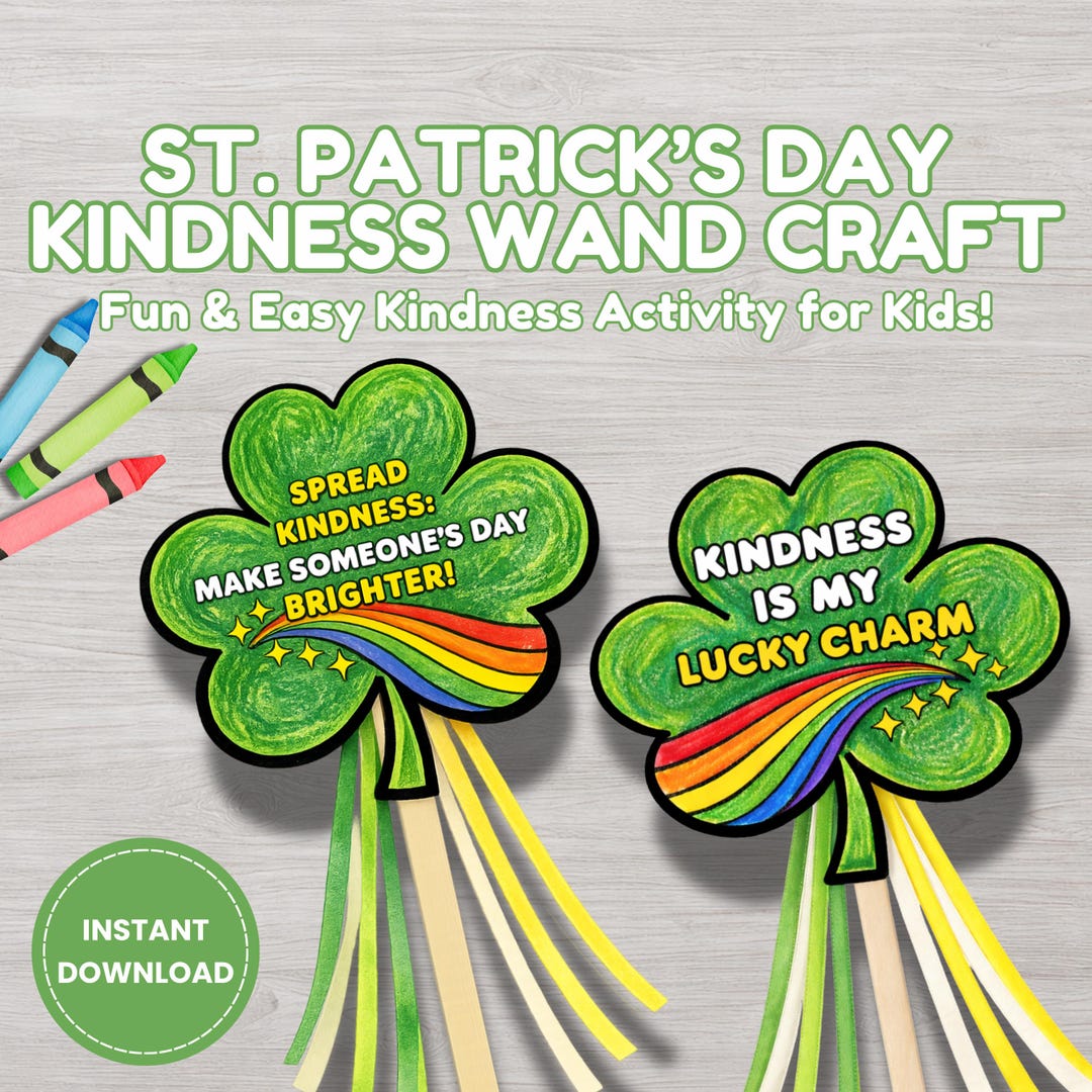 St Patricks Day Wand Craft, Shamrock Kindness Printable, Low Prep Kids ...