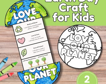 Earth Day Accordion Fold Craft, Low Prep Classroom Activity for Kids, Interactive Paper Earth Keepsake, Spring Lesson Plan & Art Project