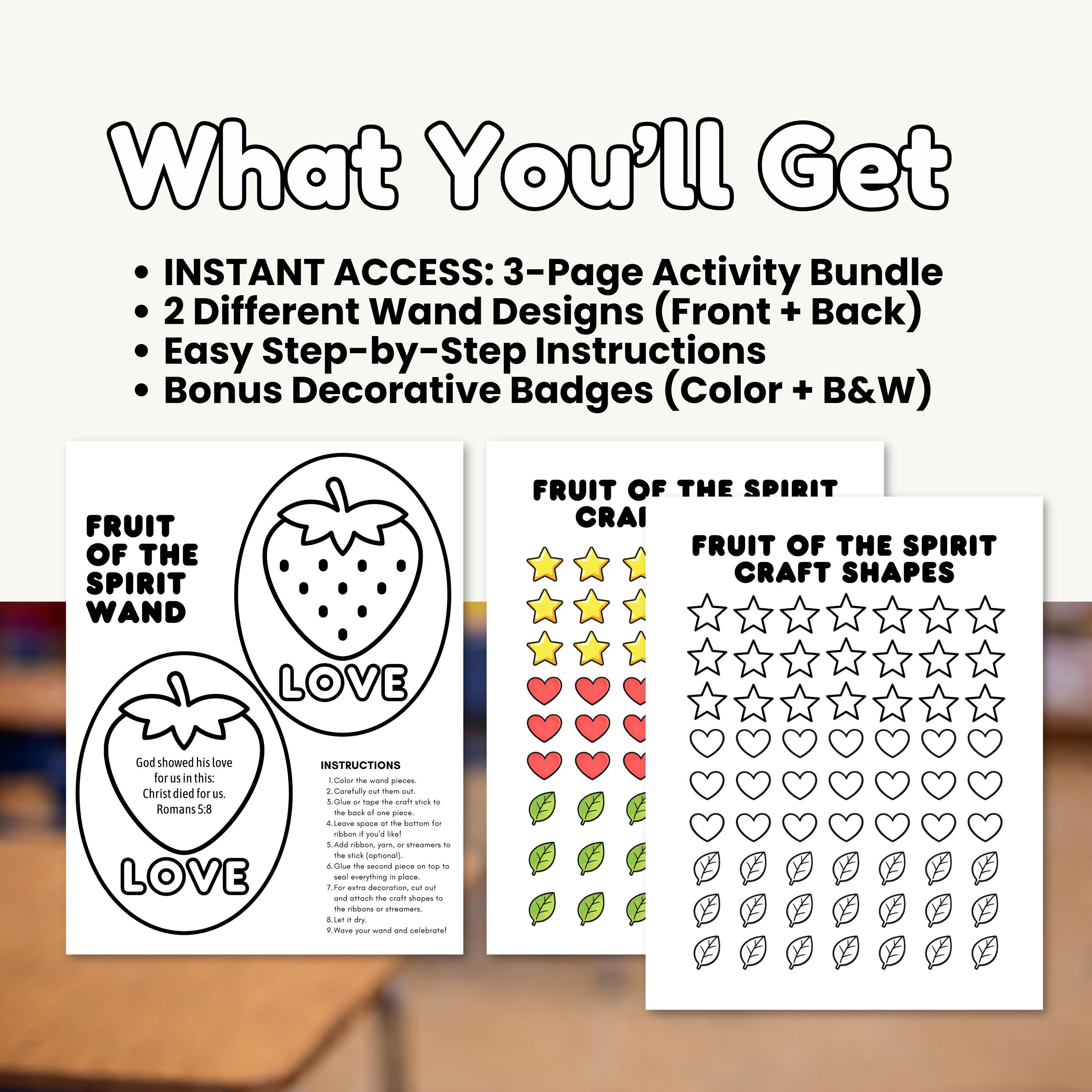 Fruit of the Spirit LOVE Wand Craft, Printable Bible Activity for Kids ...