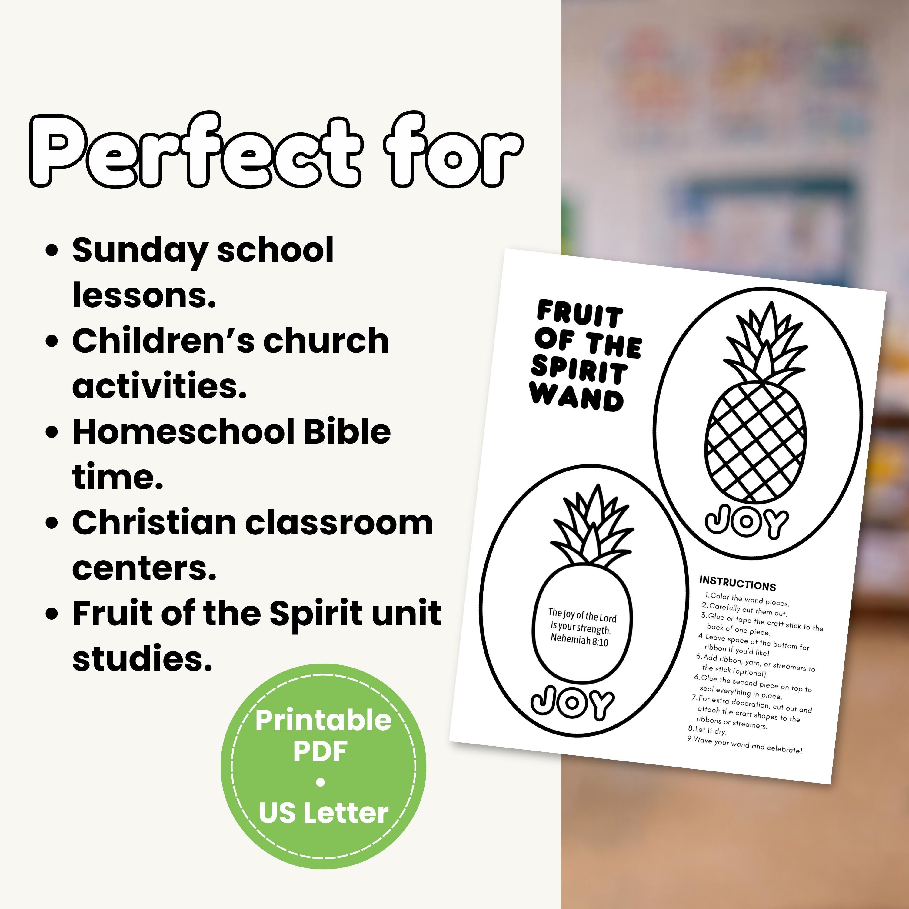 Fruit of the Spirit JOY Wand Craft, Printable Bible Activity for Kids ...