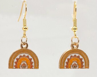 Mustard Rainbow Earrings | Boho Fall Jewelry | Retro Dangles