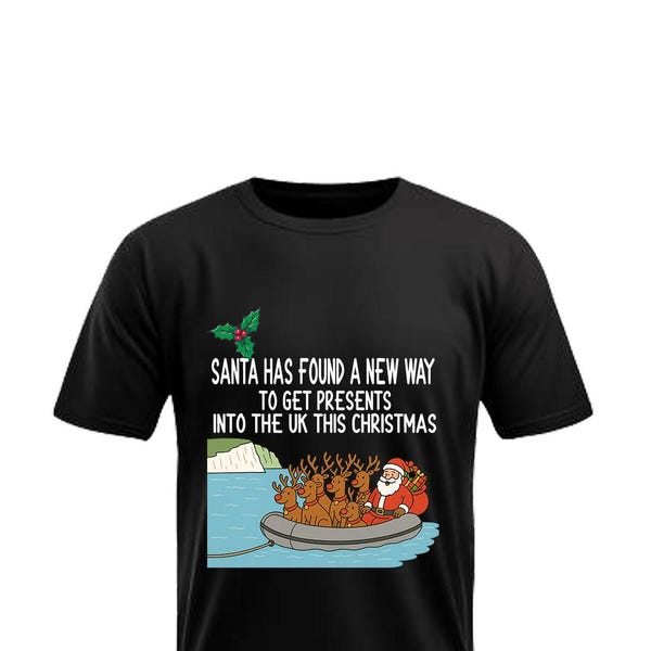Santa In A Boat Christmas T-Shirt: Fun Novelty Tee