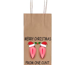 Bolsa de regalo de vino navideña divertida, bolsa novedosa para botellas navideñas