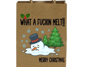 Bolsa de regalo navideña con muñeco de nieve derretido - Rude Holiday Bag