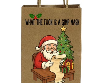 Divertida bolsa de regalo navideña de Papá Noel: diseño de máscara de Gimp