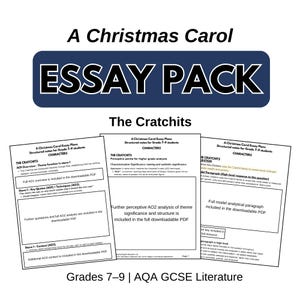 Paquete de ensayos de la familia Cratchit sobre "Un cuento de Navidad" / Literatura inglesa AQA GCSE / Grados 7-9