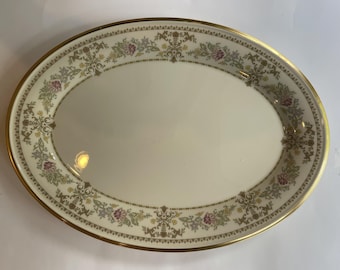 Lenox Castle Garden 16" Oval Serving Platter – Gold Trim – USA – Excellent
