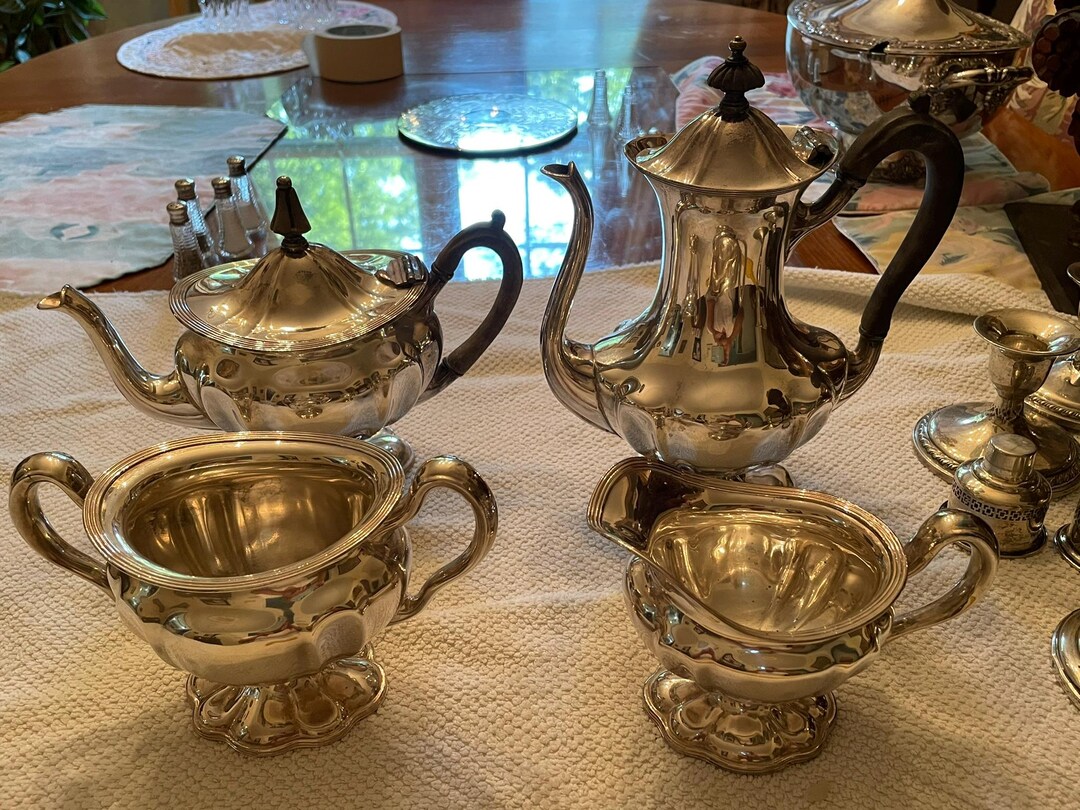 Webster Wilcox “english Flutes” Silverplate Coffee & Tea Set – 4