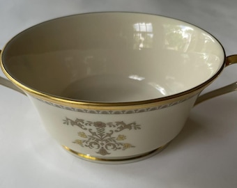 Lenox Castle Garden Gold Trim Double‑Handled Bouillon Cream Soup Cups Set of 4