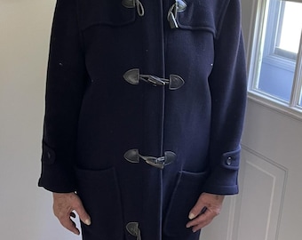 London Tradition Women’s Wool Duffle Coat Navy Toggle Size 46 Made in England