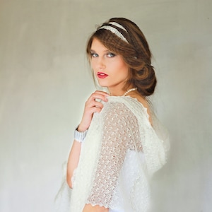 Weiße Braut leinen Stola Hochzeit Spitze Stola Stricken Elfenbein Schal wickeln Boho Braut schiere Vertusche Eco freundliche Brautjungfer Schal Leichte Flügel