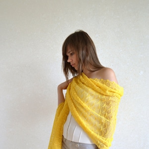 Yellow Scarf Linen Scarf Bridesmaid Shawl Lace Scarf Wedding Shawl Knit Lace Shawl Evening Shawl Wrap Beach Cover Up Boho Shawl