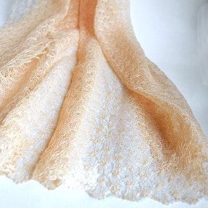 Peach linen scarf wrap Wedding lace shawl Bridesmaids Gifts Shawl Knitted cape shawl Light evening shawl Beach cover up Gauzy shoulder cover image 2