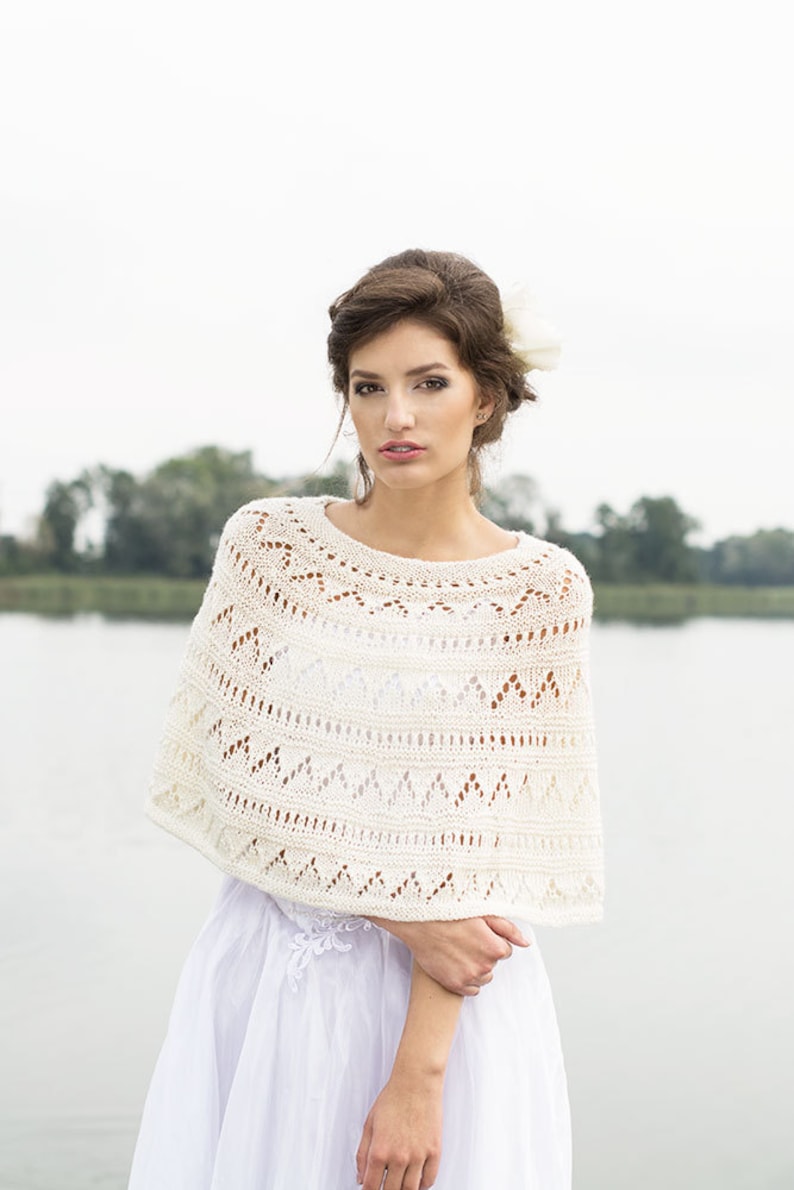 Cape mariée ivoire tricot laine mérinos