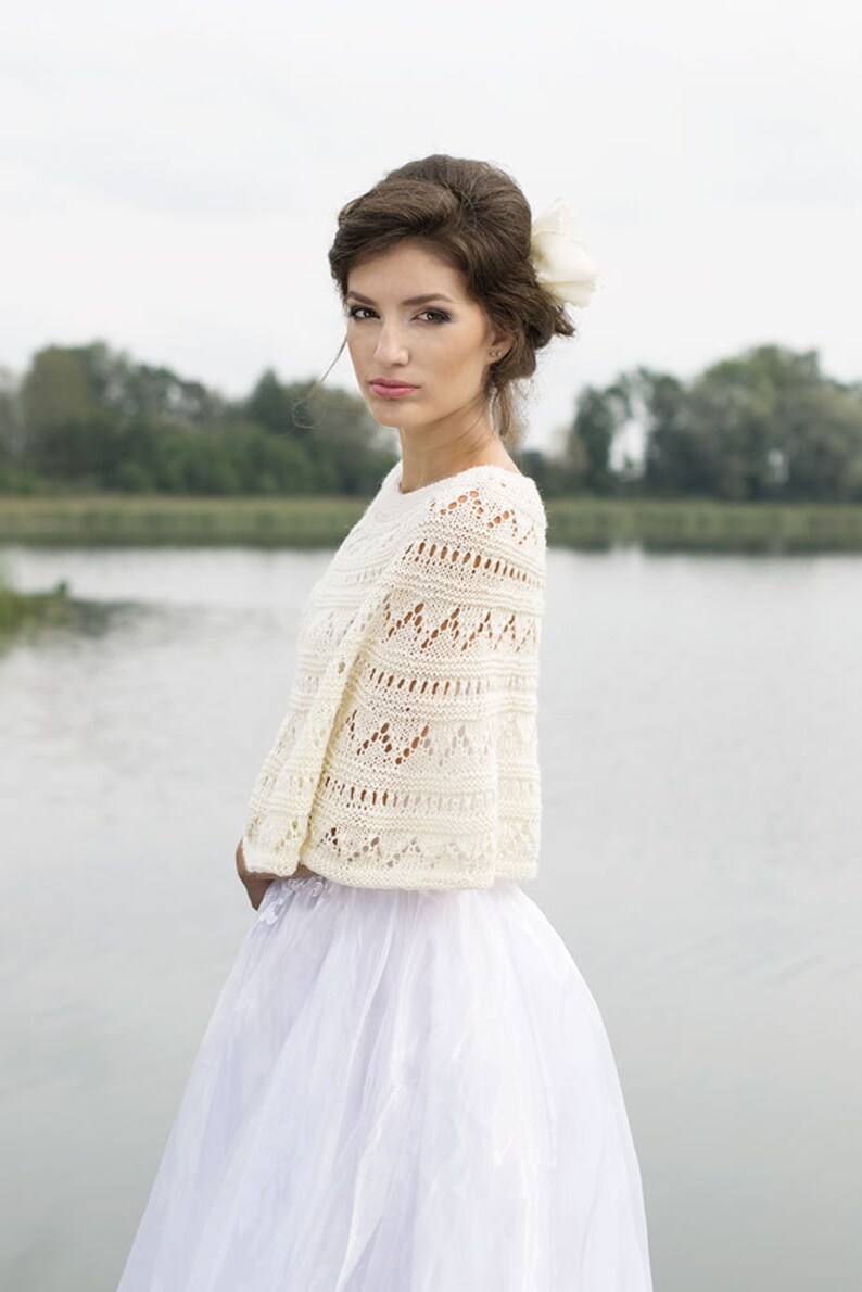 Cape mariée ivoire tricot laine mérinos