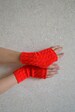 Red cables fingerless gloves Gift her crimson mittens Hand knitted arm warmers Short wool gloves Bohemian winter wristlets mittens 