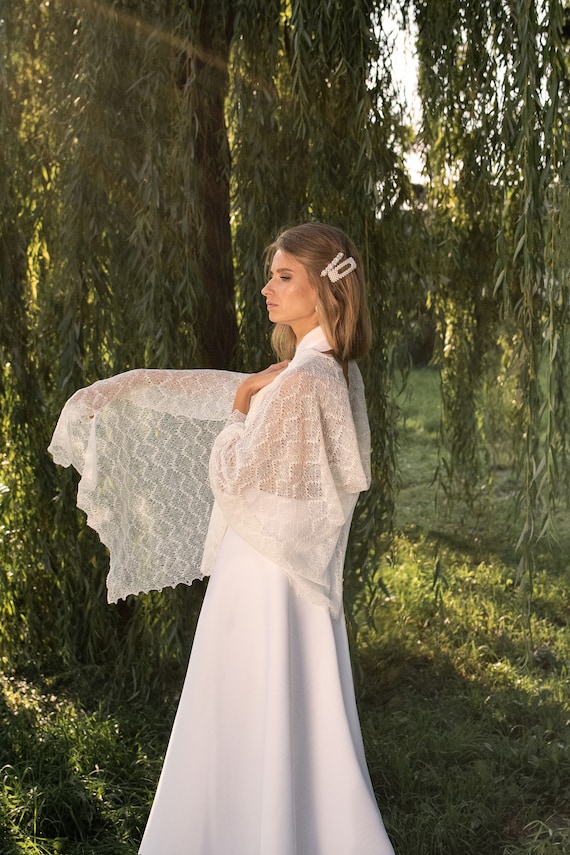 Étole Femme En Mousseline Légère – 175x70 Cm, Pour Mariage, Soirée, Robe De Mariée - 4