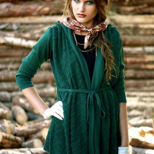 Emerald Oversized Cardigan Knitted Merino Wool Jacket Ultramarine Green Bat Sweater, Many Ways to Wear Cardigan image 4